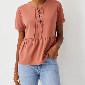 Lace Up Peplum Top! Romantic Rouge!